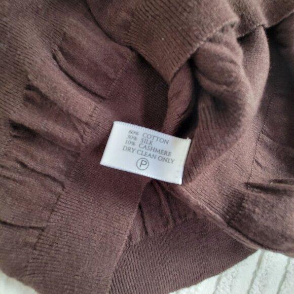 Audrey Talbott Carmel Womens Brown Silk Cashmere Textured Ruched Sweater Medium - Picture 4 of 7